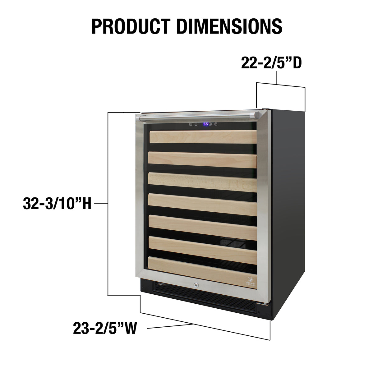 Vinotemp EL-54SDTH Connoisseur Series Single-Zone Wine Cooler with Top Pole Handle, 54 Bottle Capacity, in Stainless Steel