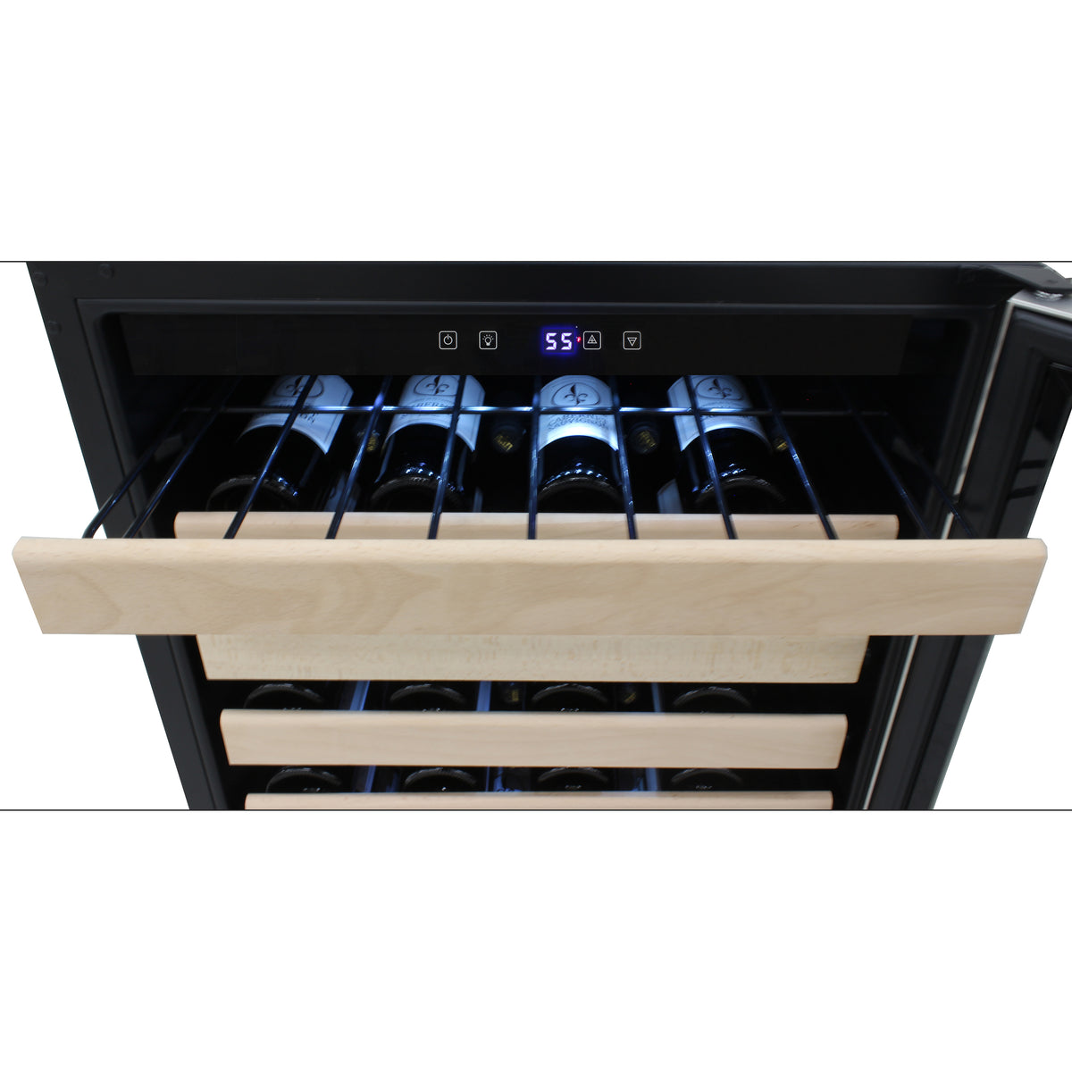 Vinotemp EL-54SDTH Connoisseur Series Single-Zone Wine Cooler with Top Pole Handle, 54 Bottle Capacity, in Stainless Steel