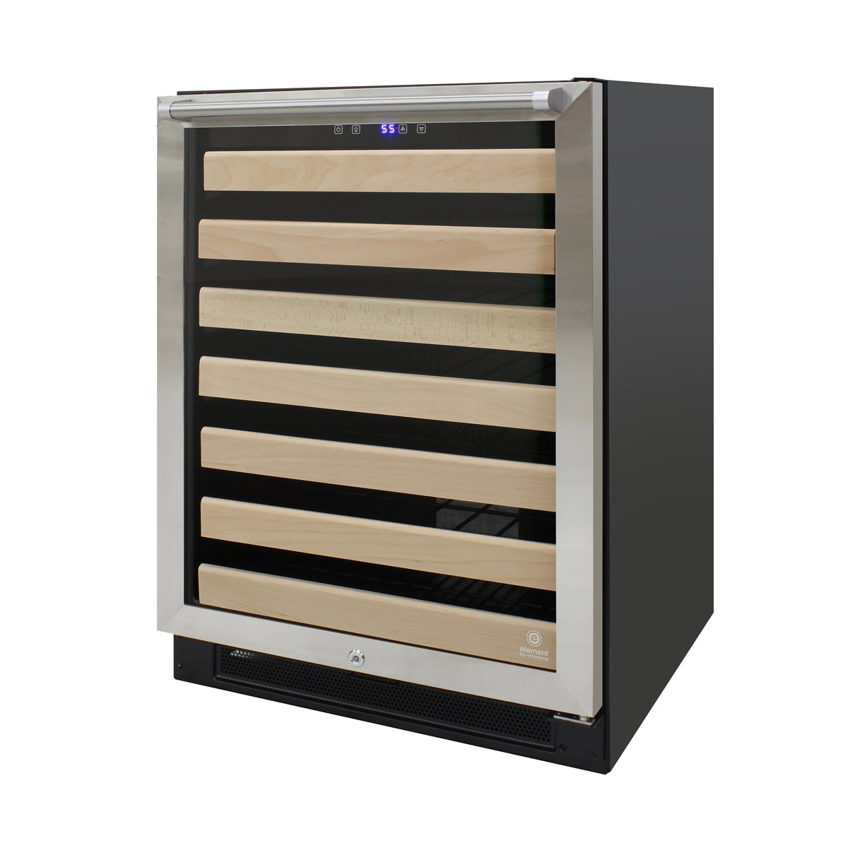 Vinotemp EL-54SDTH Connoisseur Series Single-Zone Wine Cooler with Top Pole Handle, 54 Bottle Capacity, in Stainless Steel