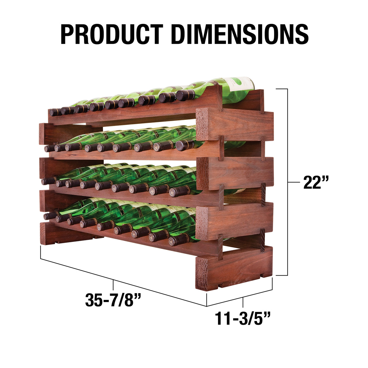 Vinotemp EP-4472-36 Modular Wine Rack, 4 x 9, 36 Bottle Capacity, in Cherry (EP-4472-36S)