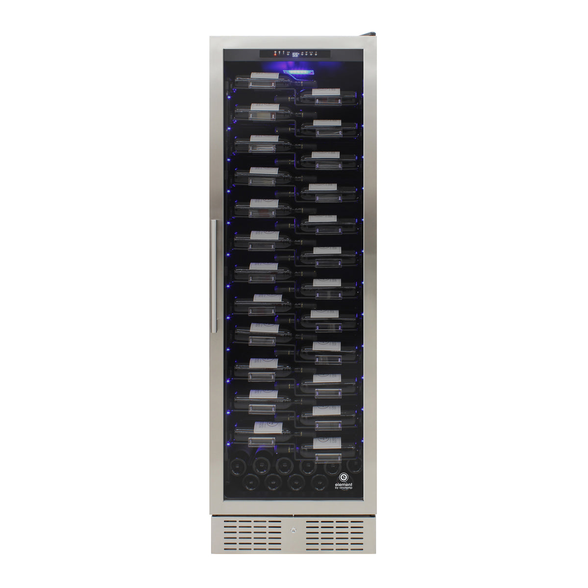 Vinotemp EL-168ZZ-SSD Connoisseur Series Single-Zone Wine Cooler with Forward Facing Label Racking, 157 Bottle Capacity, in Stainless Steel