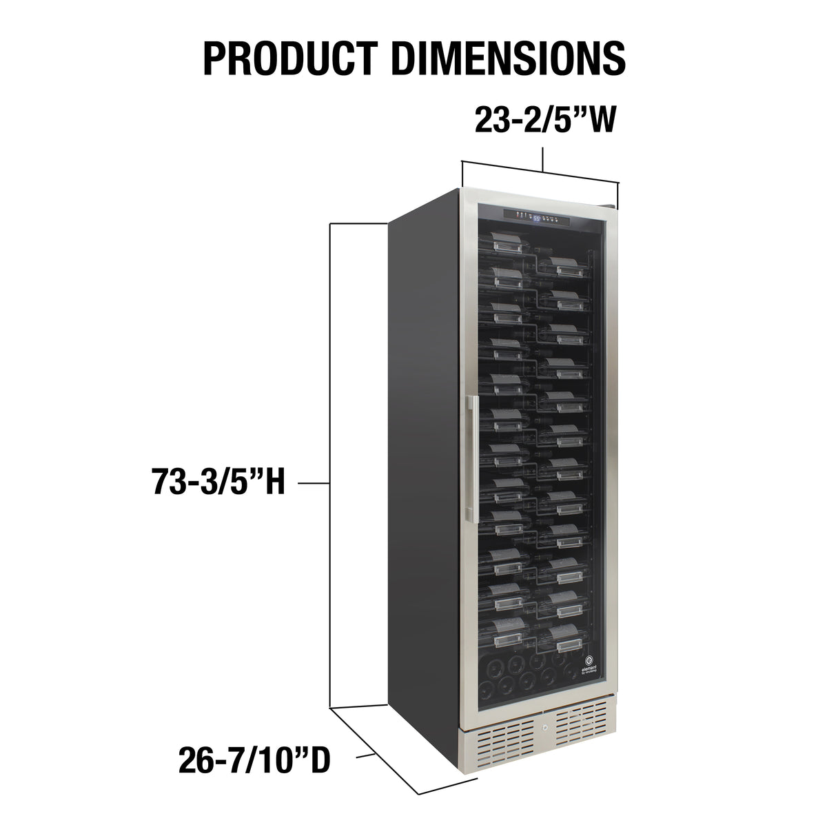 Vinotemp EL-168ZZ-SSD Connoisseur Series Single-Zone Wine Cooler with Forward Facing Label Racking, 157 Bottle Capacity, in Stainless Steel