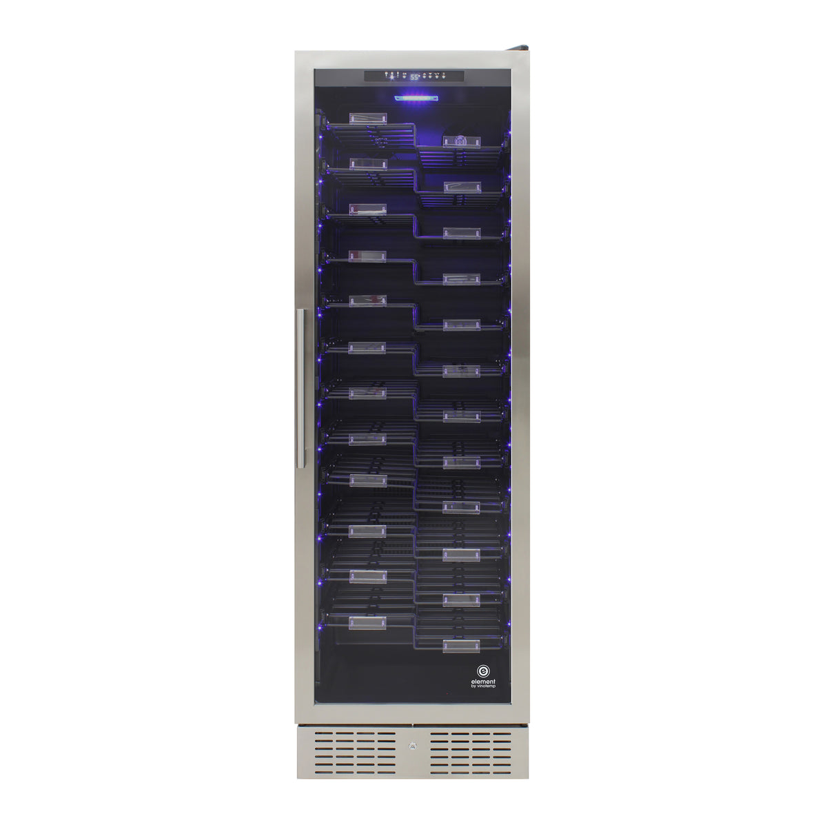 Vinotemp EL-168ZZ-SSD Connoisseur Series Single-Zone Wine Cooler with Forward Facing Label Racking, 157 Bottle Capacity, in Stainless Steel