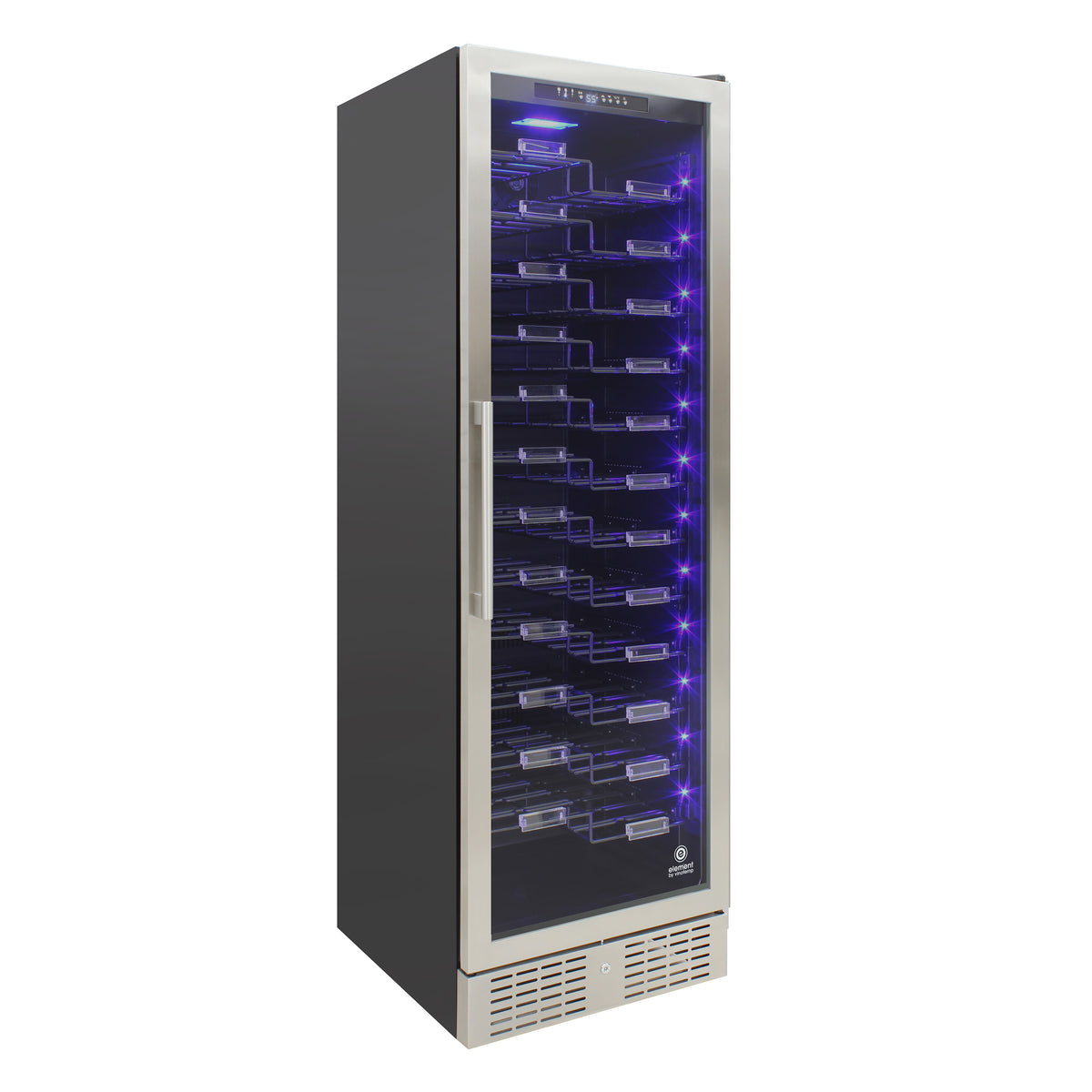 Vinotemp EL-168ZZ-SSD Connoisseur Series Single-Zone Wine Cooler with Forward Facing Label Racking, 157 Bottle Capacity, in Stainless Steel