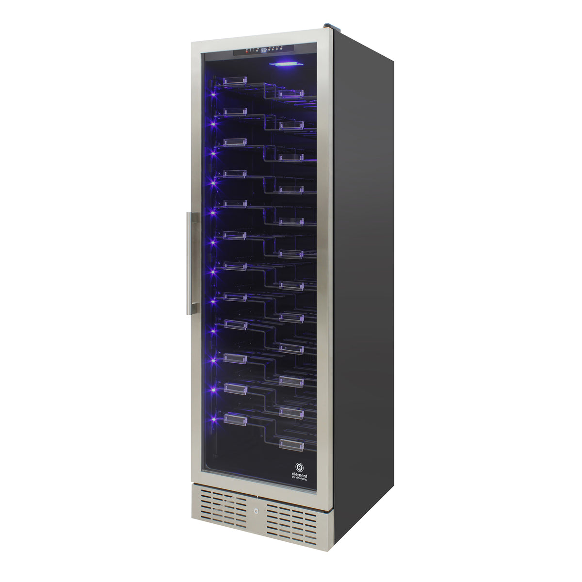 Vinotemp EL-168ZZ-SSD Connoisseur Series Single-Zone Wine Cooler with Forward Facing Label Racking, 157 Bottle Capacity, in Stainless Steel