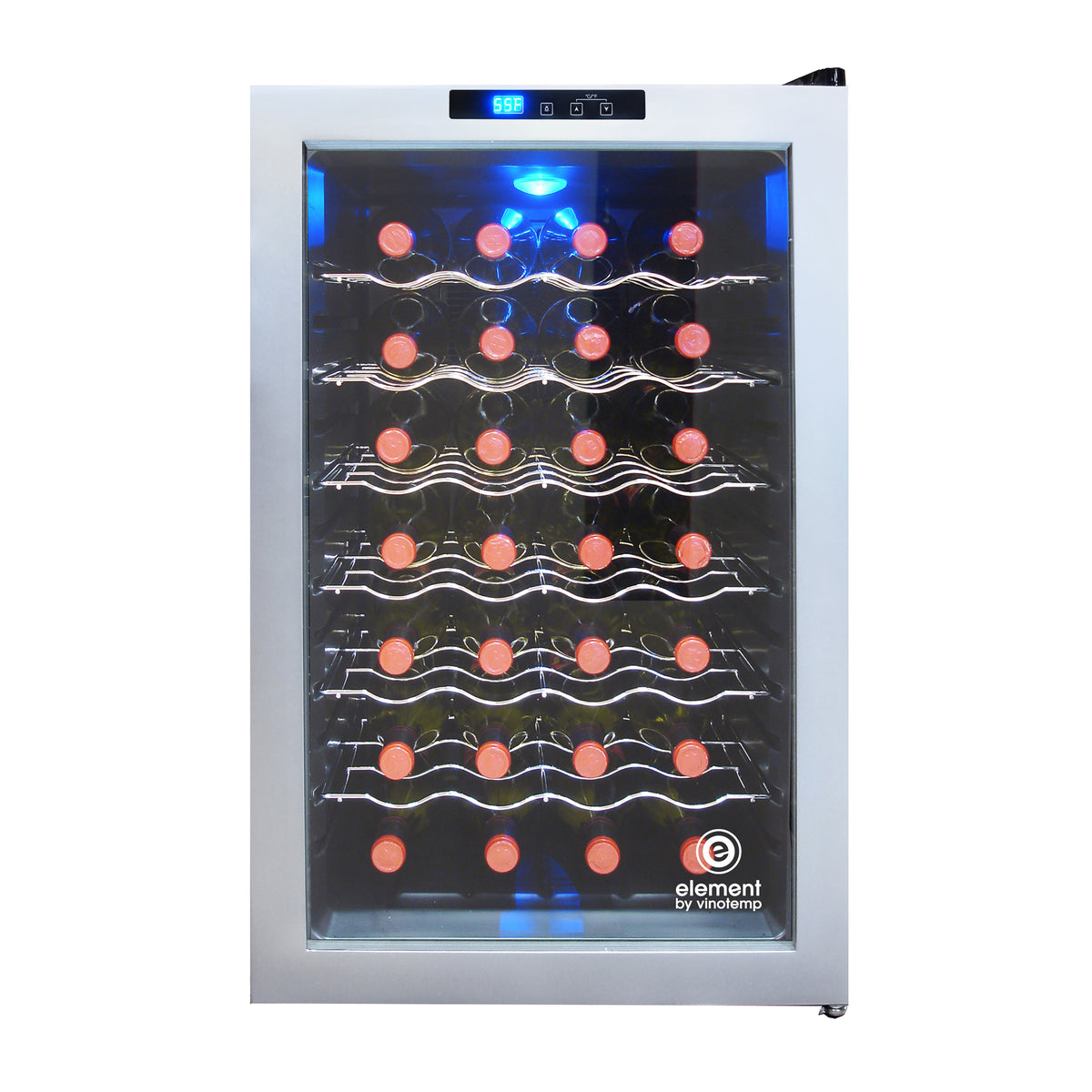 Vinotemp EL-28SILC Butler Series Wine Cooler with Touch Screen Controls, 28 Bottle Capacity, in Silver