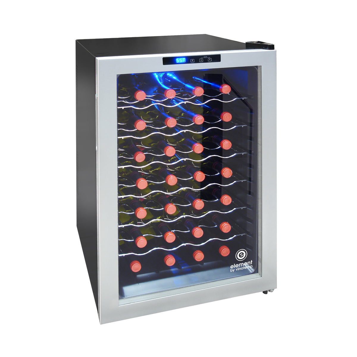 Vinotemp EL-28SILC Butler Series Wine Cooler with Touch Screen Controls, 28 Bottle Capacity, in Silver