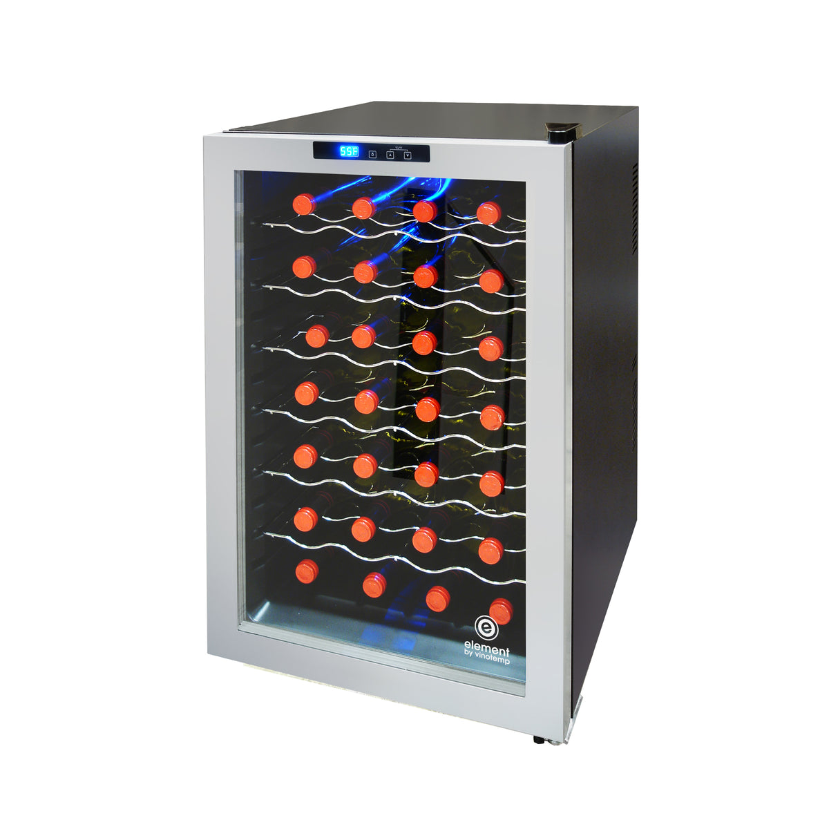 Vinotemp EL-28SILC Butler Series Wine Cooler with Touch Screen Controls, 28 Bottle Capacity, in Silver