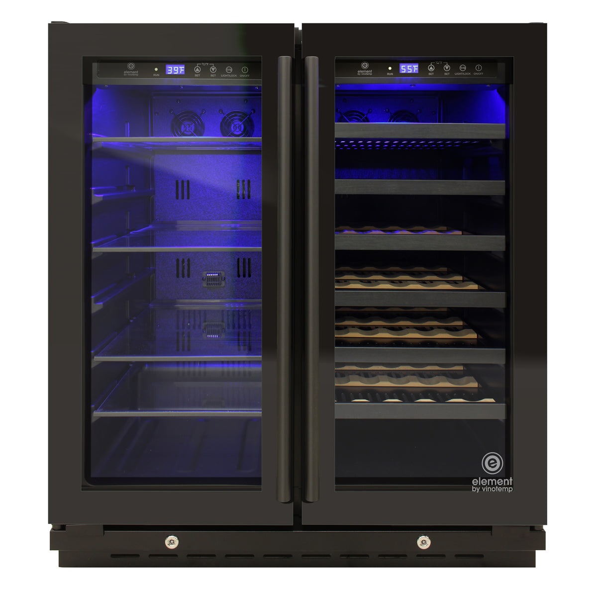 Vinotemp EL-BWC101 Butler Series Wine and Beverage Cooler, 33 Bottle and 101 12 oz Can Capacity, in Black (EL-BWC101-01)