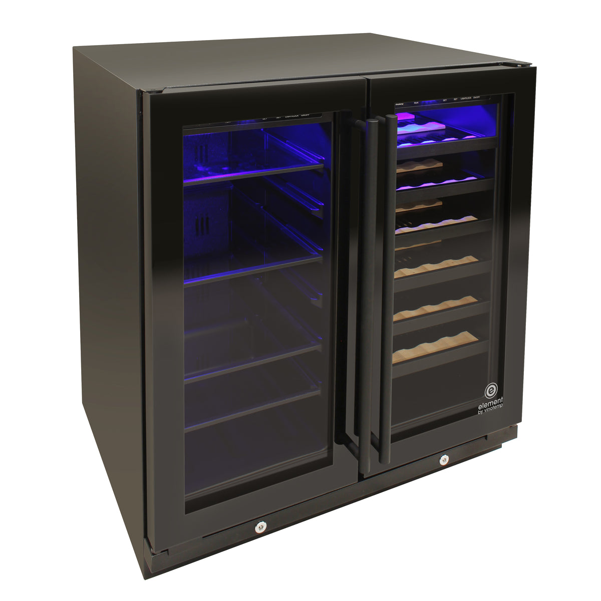 Vinotemp EL-BWC101 Butler Series Wine and Beverage Cooler, 33 Bottle and 101 12 oz Can Capacity, in Black (EL-BWC101-01)