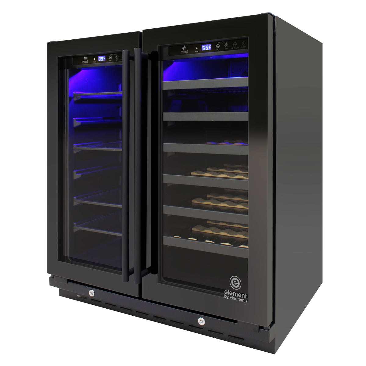 Vinotemp EL-BWC101 Butler Series Wine and Beverage Cooler, 33 Bottle and 101 12 oz Can Capacity, in Black (EL-BWC101-01)