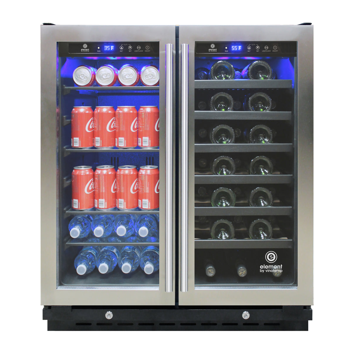 Vinotemp EL-30SWCB2D Connoisseur Series Dual-Zone 30" Wine and Beverage Cooler, 33 Bottles and 101 12 oz Can Capacity, in Black