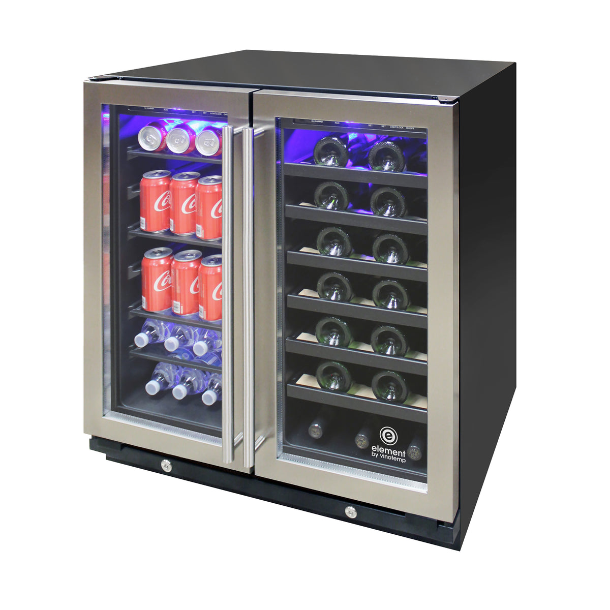 Vinotemp EL-30SWCB2D Connoisseur Series Dual-Zone 30" Wine and Beverage Cooler, 33 Bottles and 101 12 oz Can Capacity, in Black