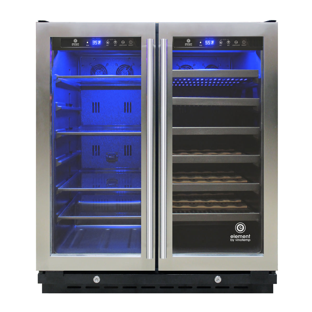Vinotemp EL-30SWCB2D Connoisseur Series Dual-Zone 30" Wine and Beverage Cooler, 33 Bottles and 101 12 oz Can Capacity, in Black