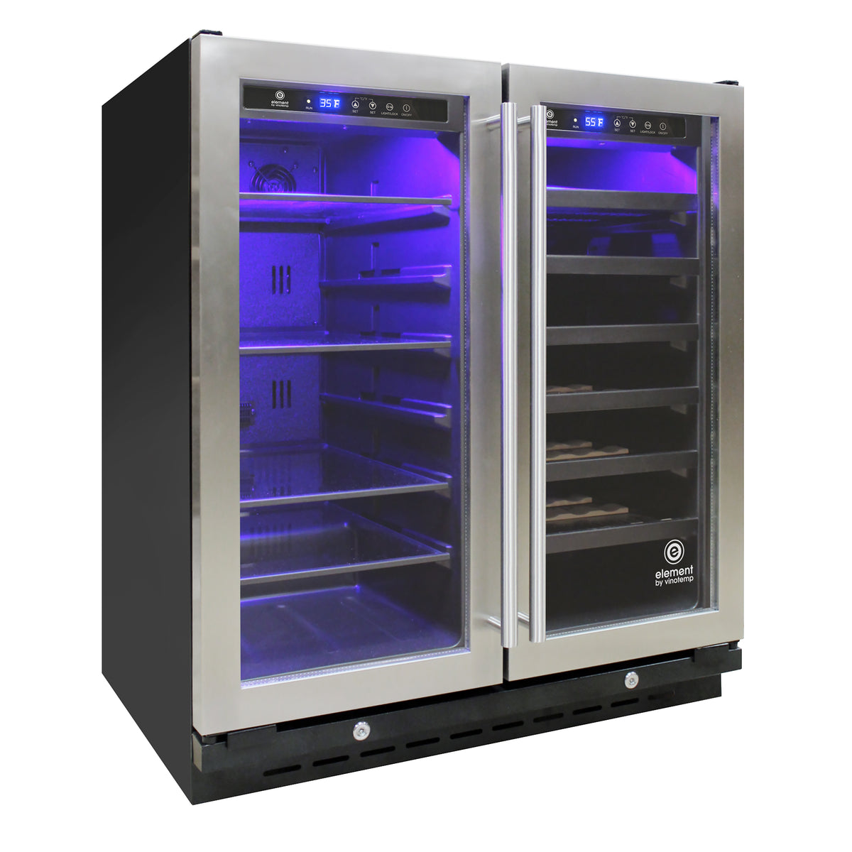 Vinotemp EL-30SWCB2D Connoisseur Series Dual-Zone 30" Wine and Beverage Cooler, 33 Bottles and 101 12 oz Can Capacity, in Black