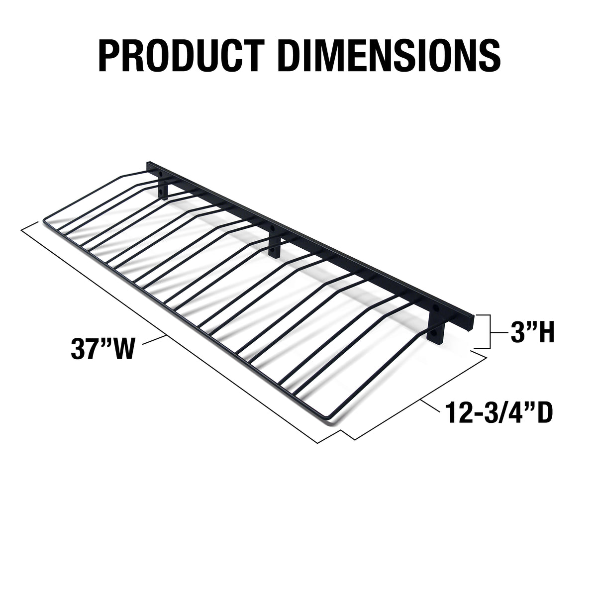 Vinotemp EP-TDISPRACK Epicureanist 9-Bottle Wall-Mounted Display Rack, 37"W x 12 3/4"D x 3"H, in Black