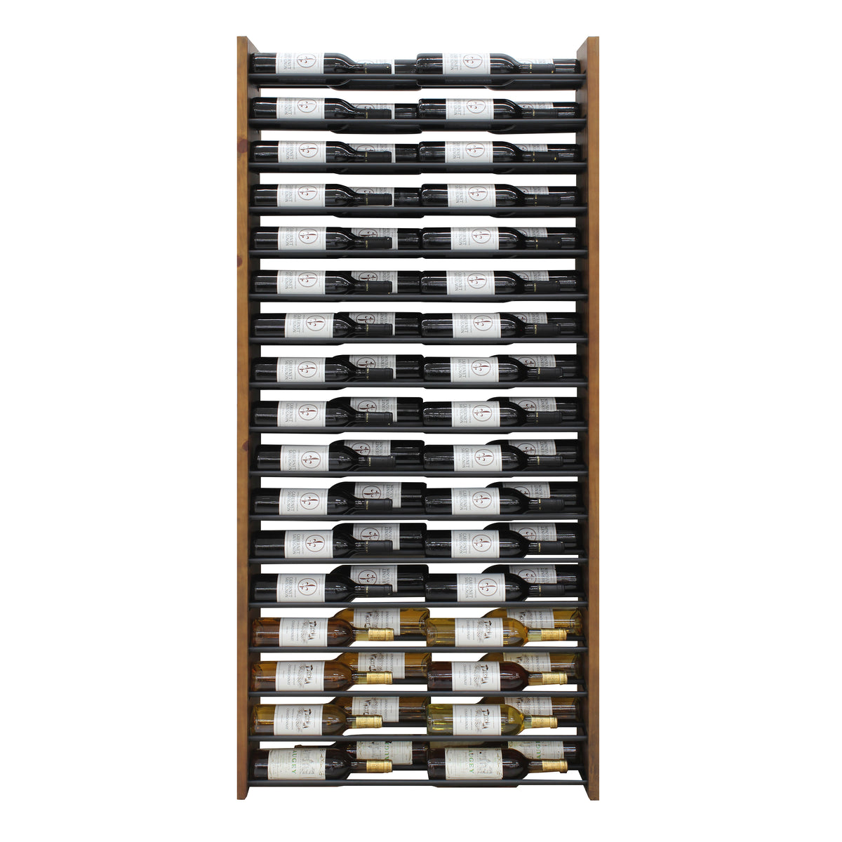 Vinotemp EP-HZWALL2D Wall-Mounted Wine Shelf with Horizontal Display Racks, 68 Bottle Capacity, in Walnut