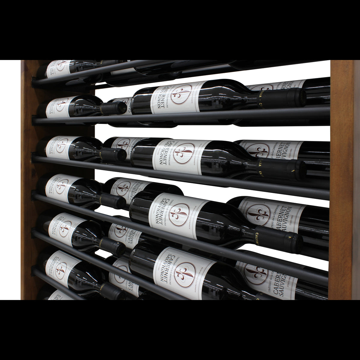 Vinotemp EP-HZWALL2D Wall-Mounted Wine Shelf with Horizontal Display Racks, 68 Bottle Capacity, in Walnut