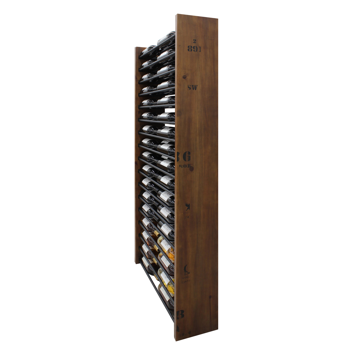 Vinotemp EP-HZWALL2D Wall-Mounted Wine Shelf with Horizontal Display Racks, 68 Bottle Capacity, in Walnut