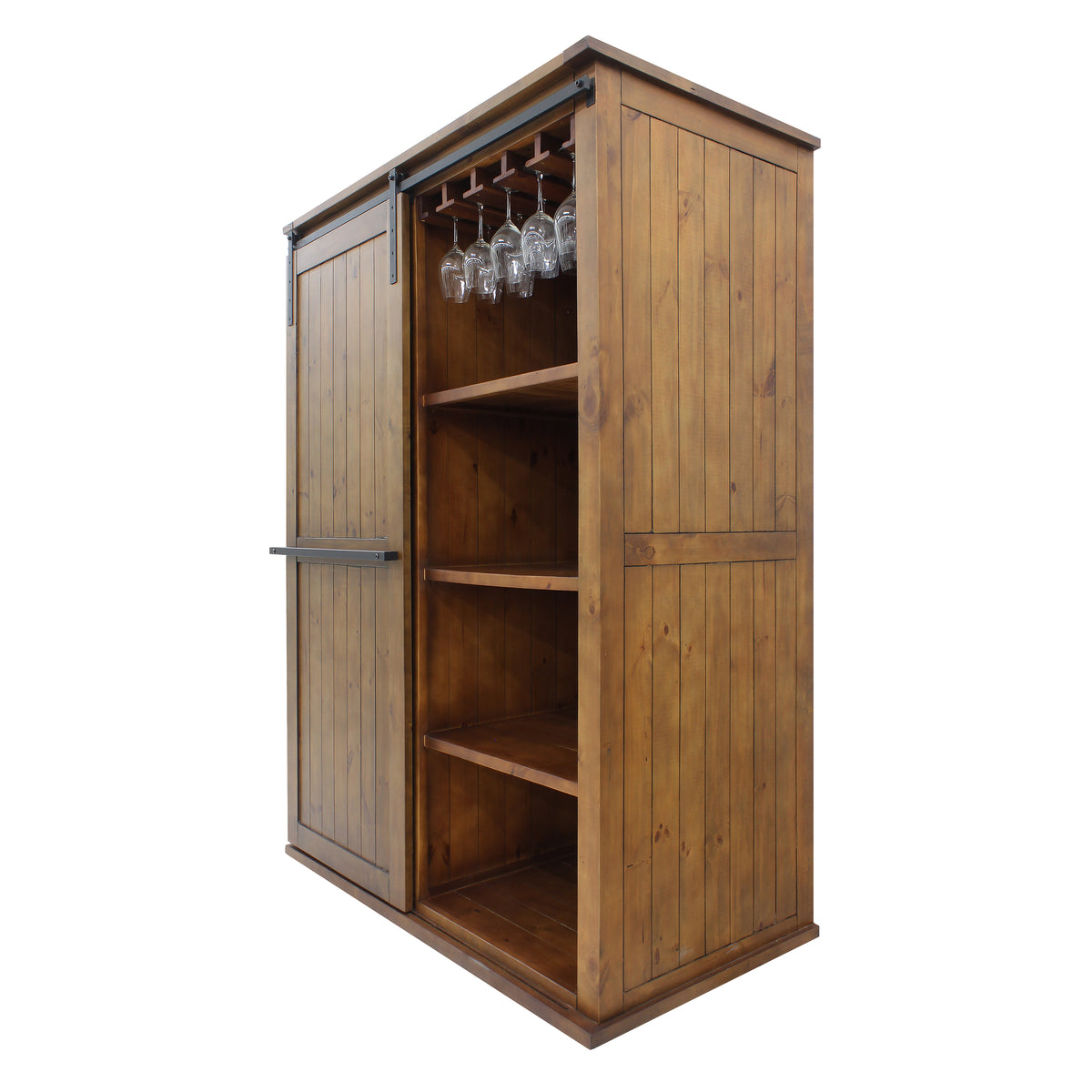 Vinotemp VT-RUSTICAB2D Rustic Wood Wine Cellar Cabinet with Sliding Barn Door, 60" x 81", in Golden Oak