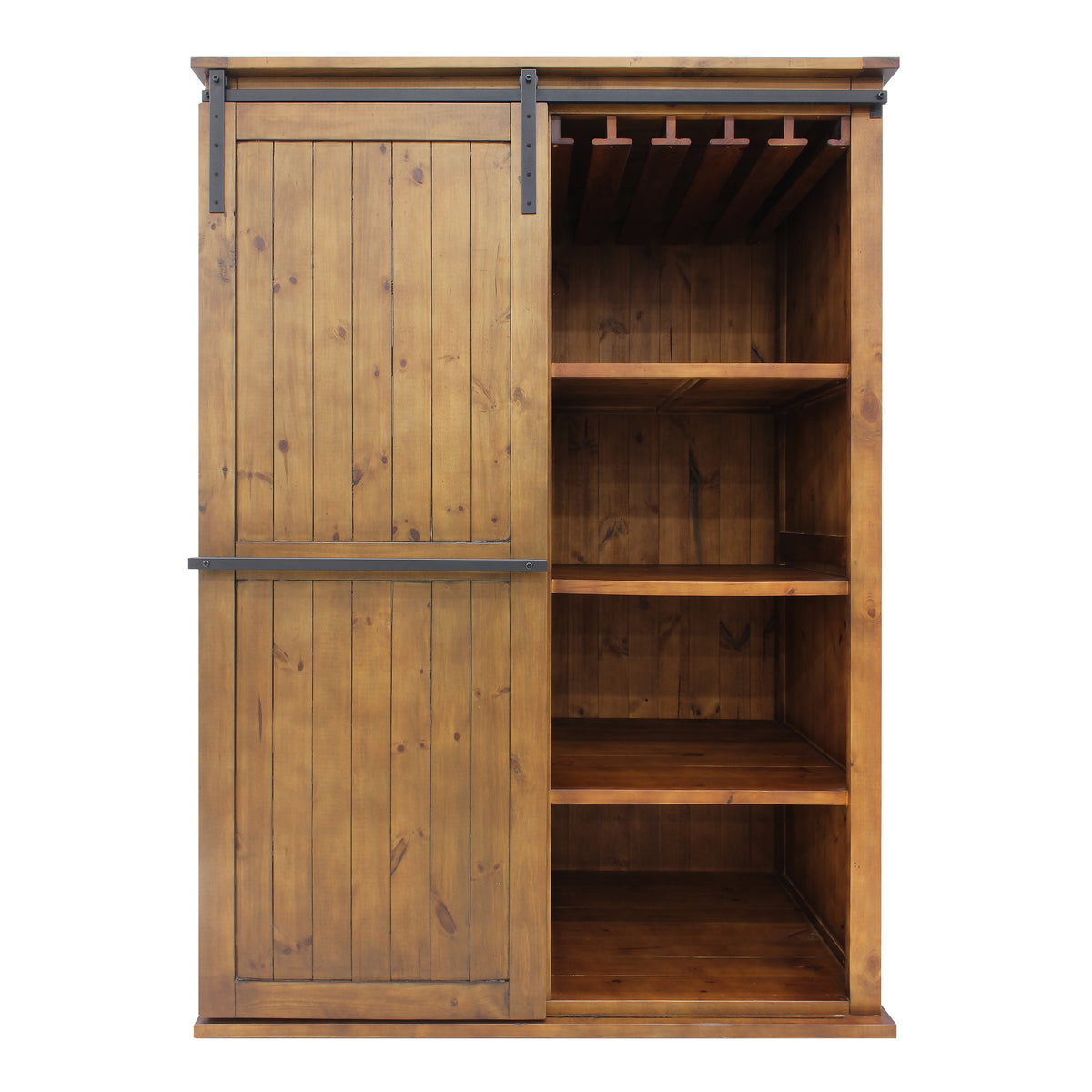 Vinotemp VT-RUSTICAB2D Rustic Wood Wine Cellar Cabinet with Sliding Barn Door, 60" x 81", in Golden Oak