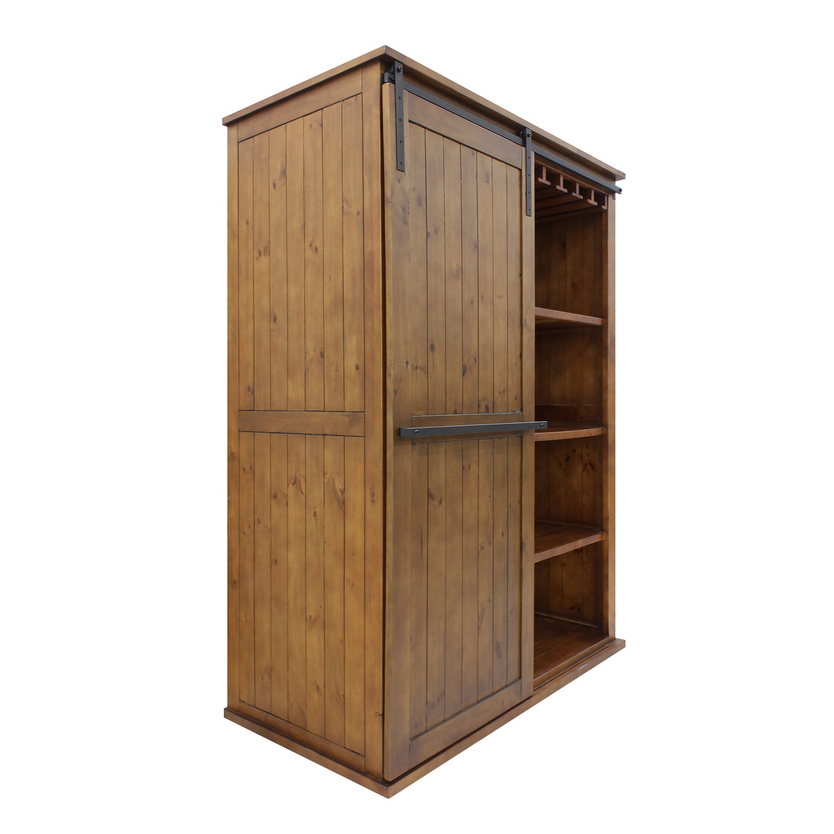 Vinotemp VT-RUSTICAB2D Rustic Wood Wine Cellar Cabinet with Sliding Barn Door, 60" x 81", in Golden Oak