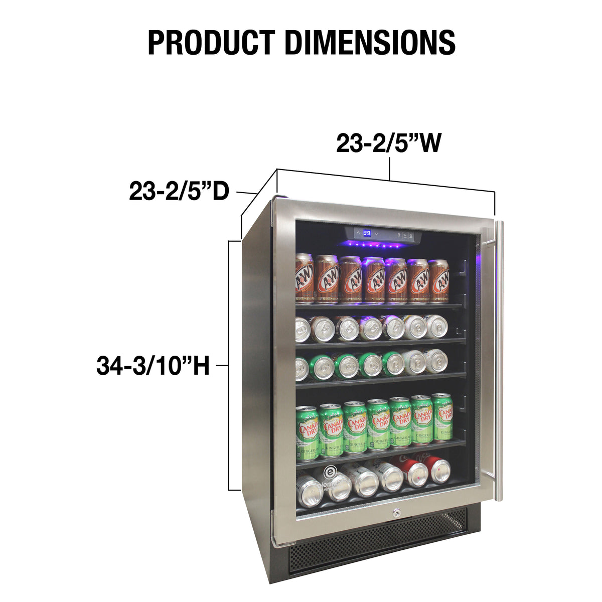 Vinotemp EL-46WCBC Connoisseur Series 46 Single-Zone Beverage Cooler, Left Hinge, 161 12 oz Can Capacity, in Stainless Steel (EL-46WCBC-L)