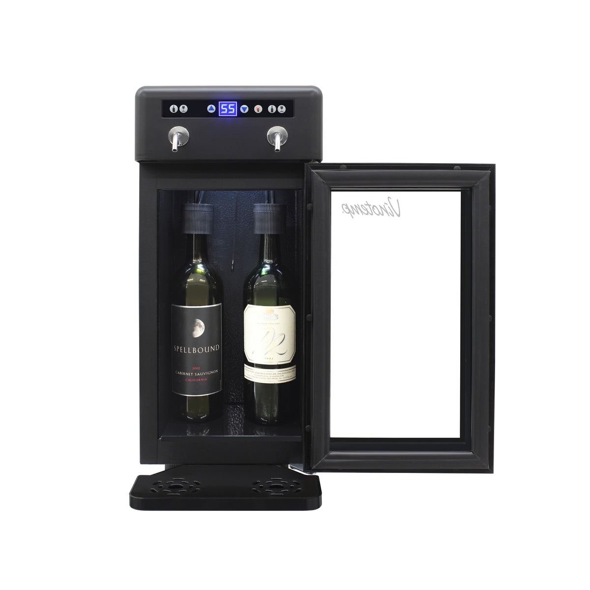 Vinotemp VT-WD002-BLK Wine Dispenser with Drip Tray and Push Button Controls, 2 Bottle Capacity, in Black