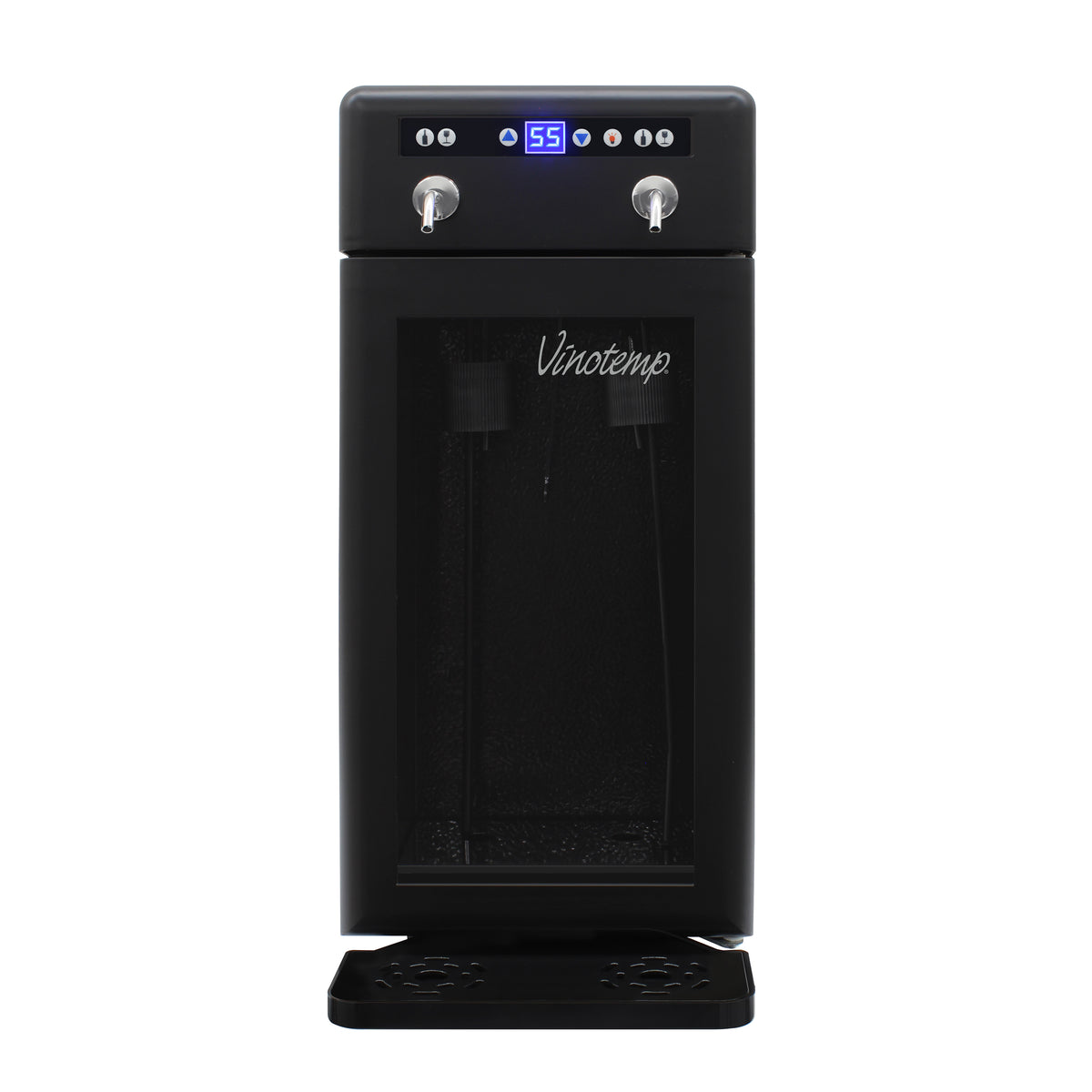 Vinotemp VT-WD002-BLK Wine Dispenser with Drip Tray and Push Button Controls, 2 Bottle Capacity, in Black