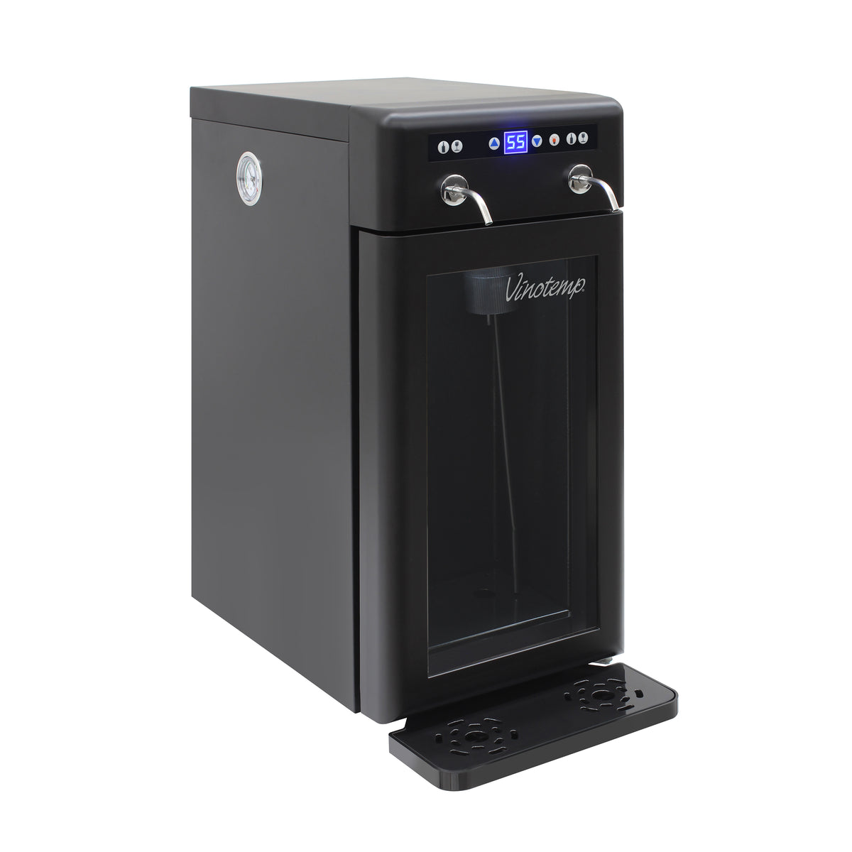 Vinotemp VT-WD002-BLK Wine Dispenser with Drip Tray and Push Button Controls, 2 Bottle Capacity, in Black