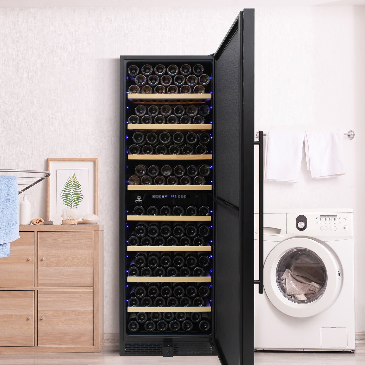 Vinotemp EL-168GFEB Garage 168 Dual-Zone Wine Cooler, 203 Bottle Capacity, in Black