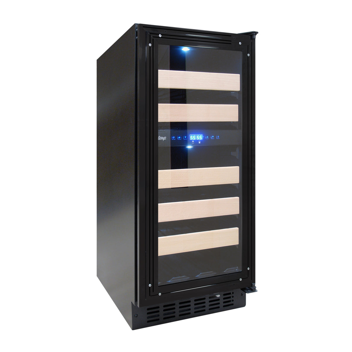 Vinotemp VT-15PR28 Private Reserve Series Panel Ready Dual-Zone 15" Wine Cooler, 28 Bottle Capacity, in Black