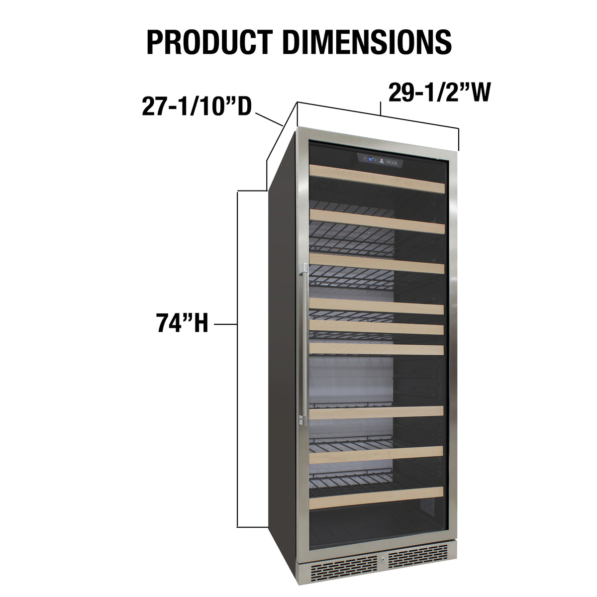 Vinotemp EL-300DSWL White Backlit Panel Single-Zone Wine Cooler, 173 Bottle Capacity, in Stainless Steel