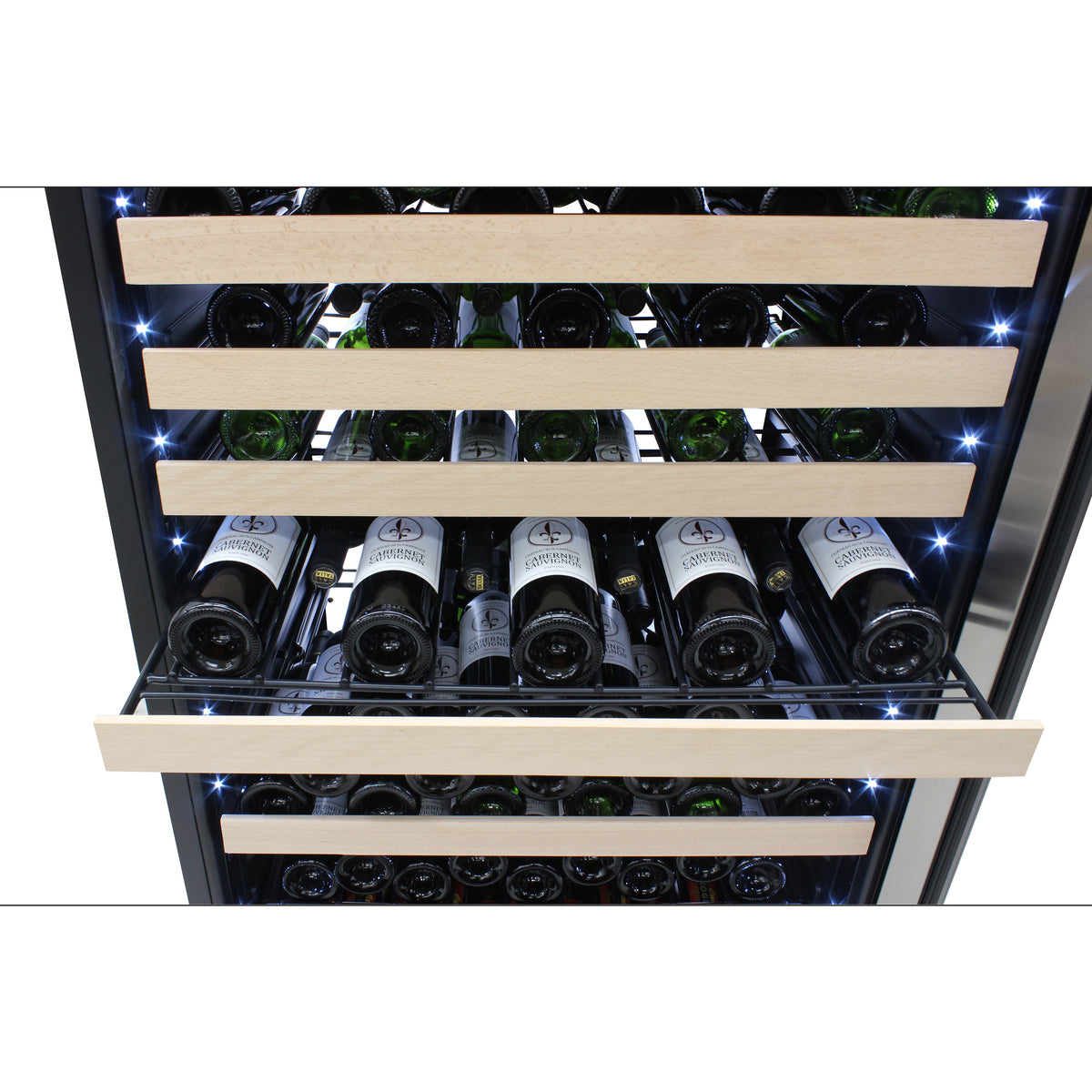 Vinotemp EL-300DSWL White Backlit Panel Single-Zone Wine Cooler, 173 Bottle Capacity, in Stainless Steel