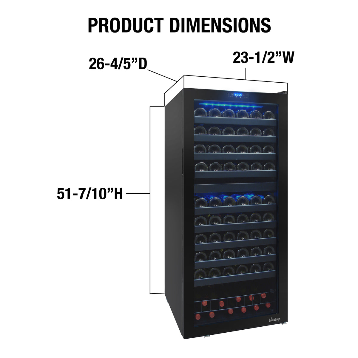 Vinotemp VT-122TS-2Z Butler Series Dual-Zone Wine Cooler, 110 Bottle Capacity, in Black