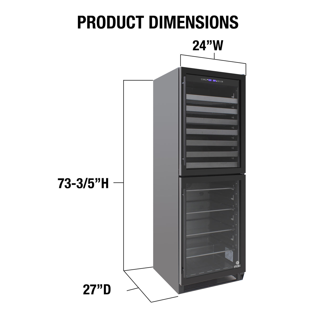 Vinotemp EL-100WBC-TS Butler Series Dual-Zone Wine and Beverage Cooler, 98 Bottle or 200 12 oz Can Capacity, in Black