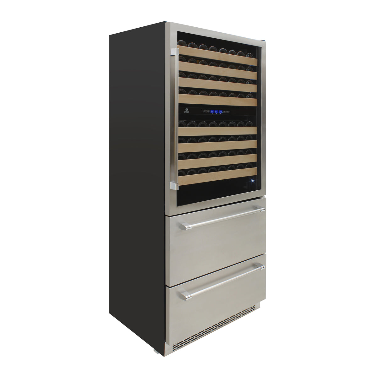 Vinotemp EL-BWC30TB Connoisseur Series Triple-Zone Wine and 2 Drawer Beverage Cooler, 135 Bottle Capacity, in Stainless Steel (EL-BWC30TB-S)