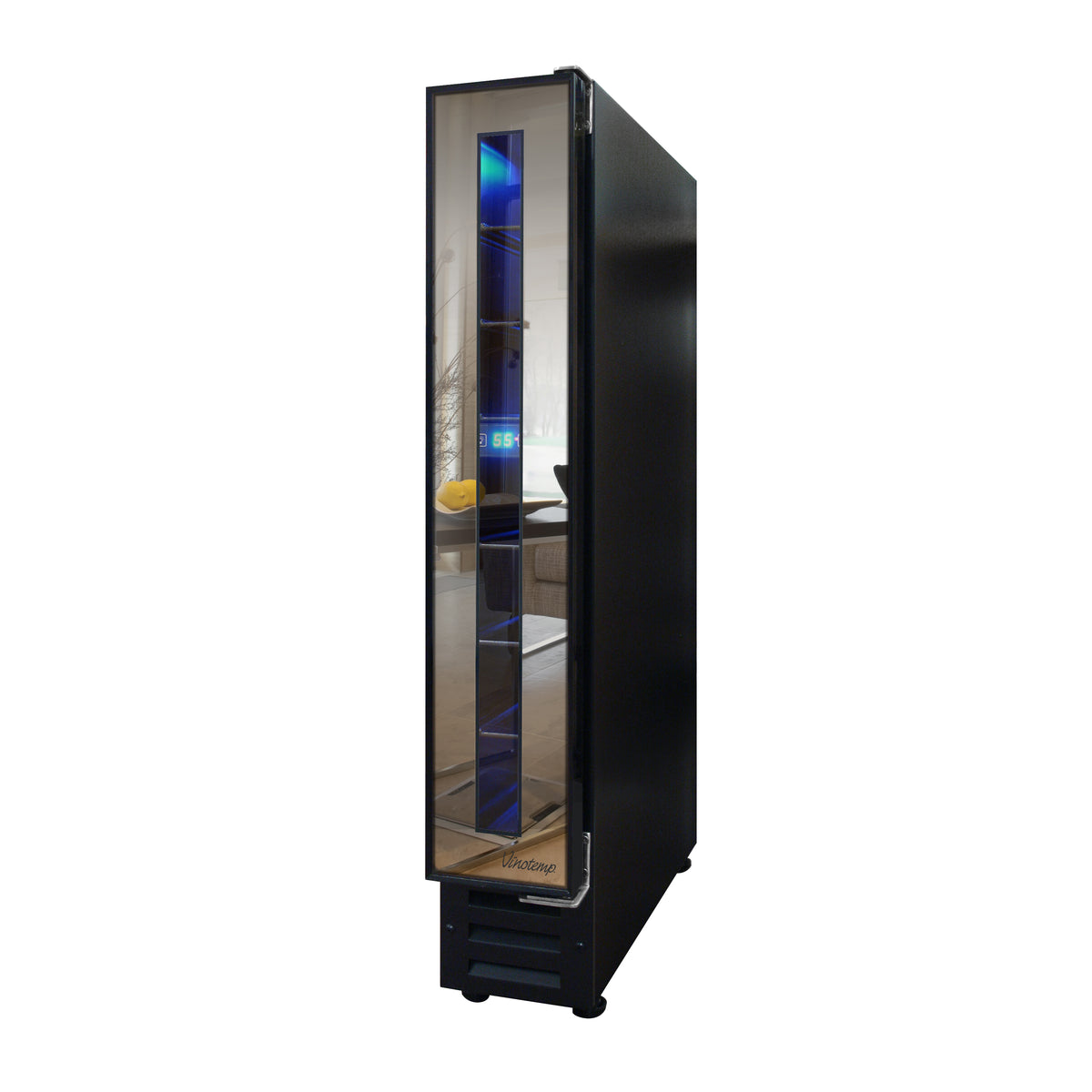 Vinotemp VT-7BMSL-FE Private Reserve Series Compact Single-Zone Mirrored Wine Cooler, 7 Bottle Capacity, in Black