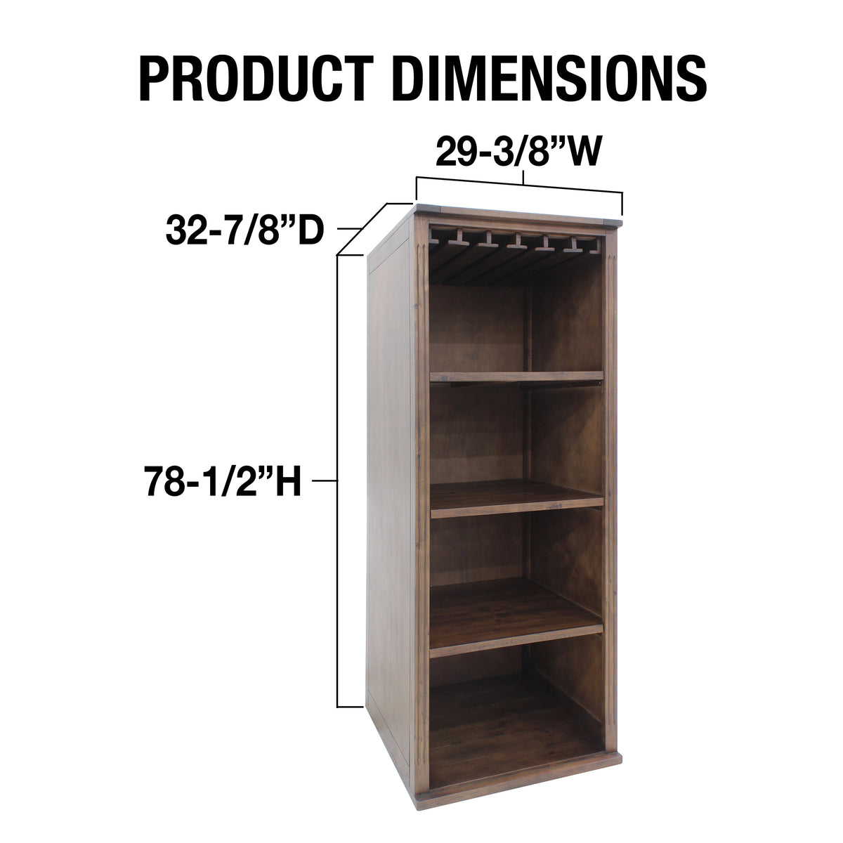 Vinotemp VT-WRAPCAB24 Open Wood Wine Cellar Cabinet, 29" x 78", in Dark Walnut