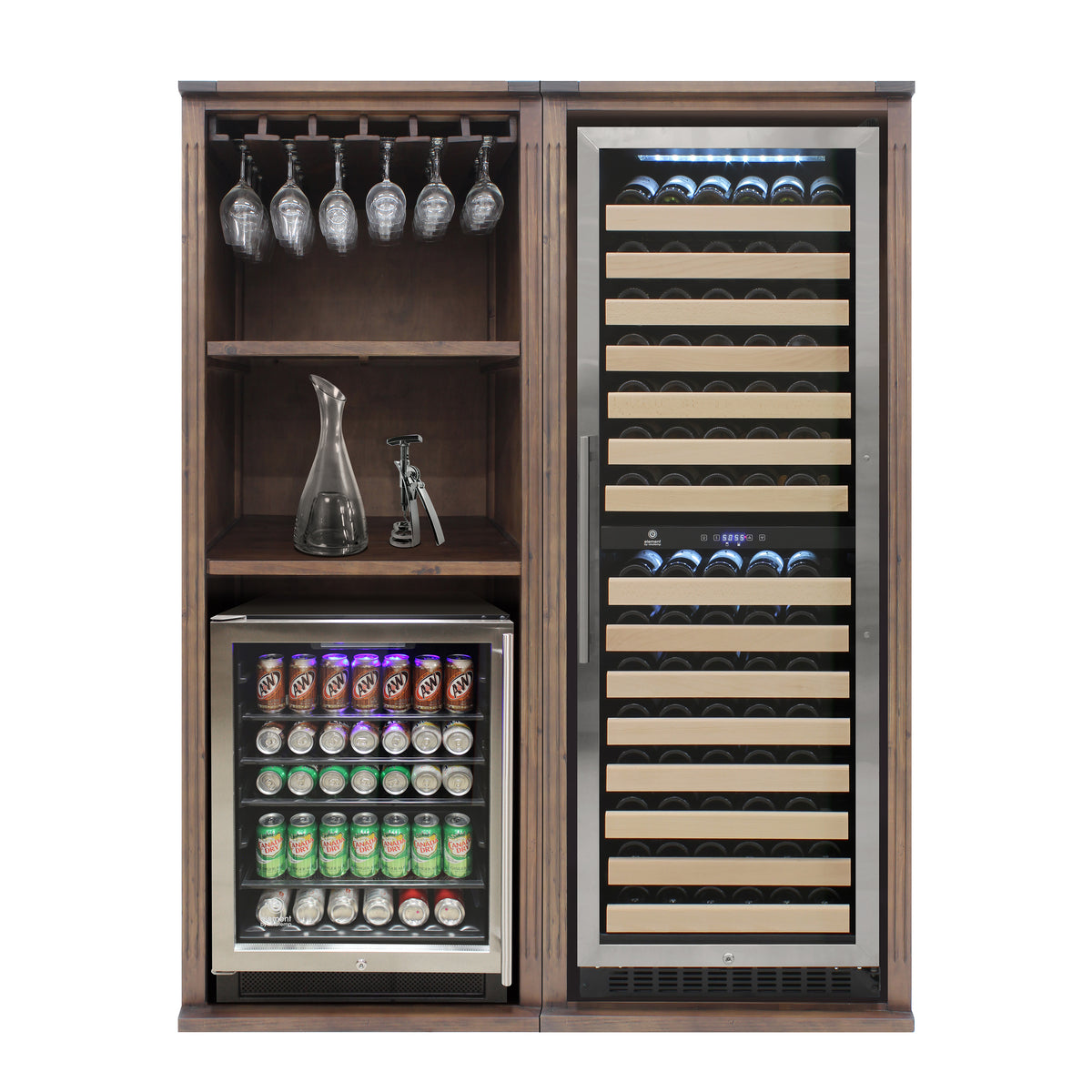 Vinotemp VT-WRAPCAB24 Open Wood Wine Cellar Cabinet, 29" x 78", in Dark Walnut