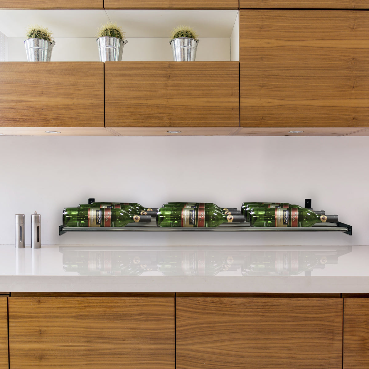 Vinotemp EP-3DHZRACK Epicureanist Wall-Mounted Horizontal Display Wine Rack, 3 Bottles Deep, in Stainless Steel