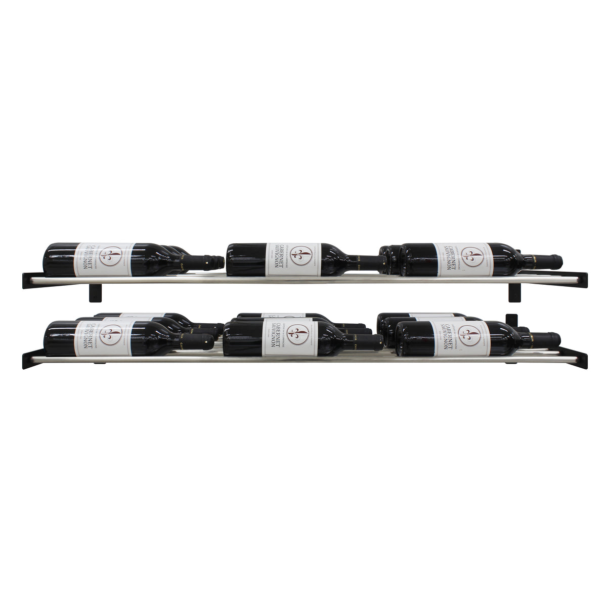 Vinotemp EP-3DHZRACK Epicureanist Wall-Mounted Horizontal Display Wine Rack, 3 Bottles Deep, in Stainless Steel