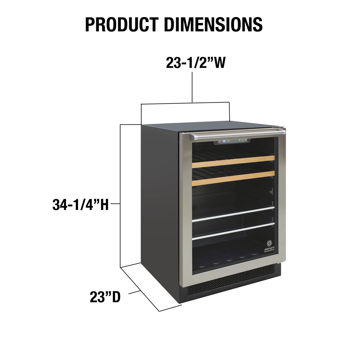 Vinotemp EL-24THWB Connoisseur Series Single-Zone 24" Wine and Beverage Cooler with Top Handle, 16 Bottle and 106 12 oz Can Capacity, Stainless Steel