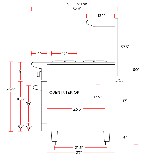 Cookline CR36-6-LP 36" 6 Burner Liquid Propane Range with Oven