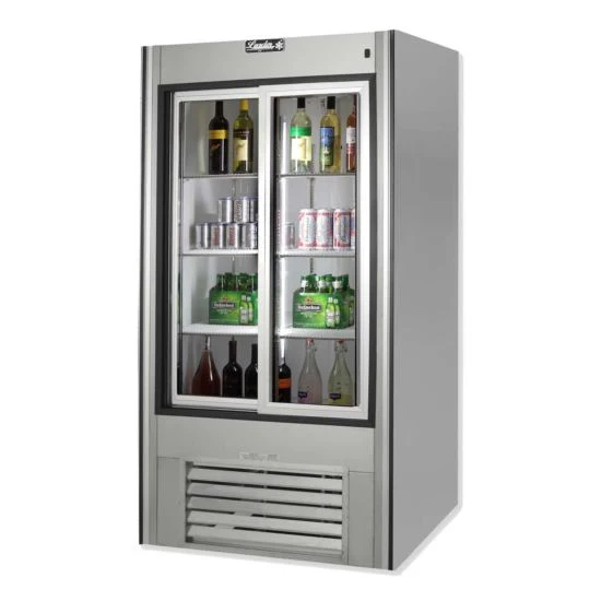 Leader Refrigeration ESLS38 38" Sliding Glass Door Merchandiser Refrigerator, Stainless Steel, 2 Doors, 3 Shelves