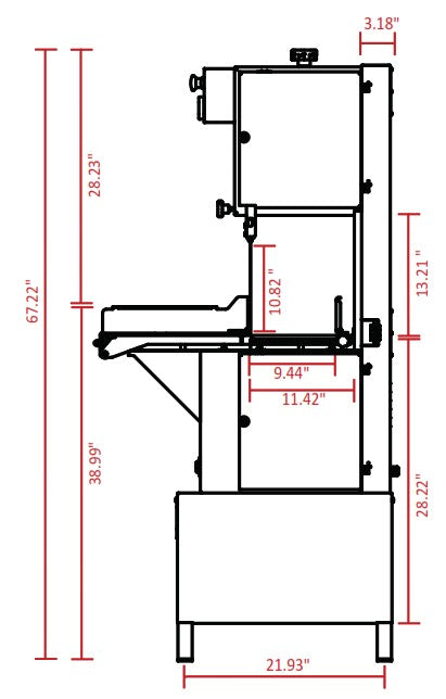 Skyfood SKEX 99" Blade Meat Bone Saw, Floor Model, Sliding Table, 1 HP Motor