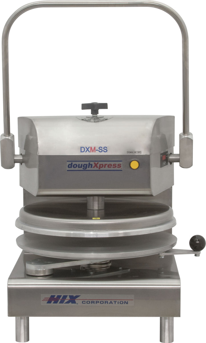 DoughXpress DXM-SS 18" Manual Pizza Dough Press, Heated Upper Platen, Stainless Steel, Interchangeable Platen Compatible