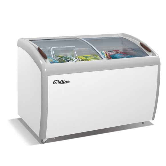 Coldline XS260 39" Curved Glass Top Display Ice Cream Freezer, 9.2 Cu. Ft.