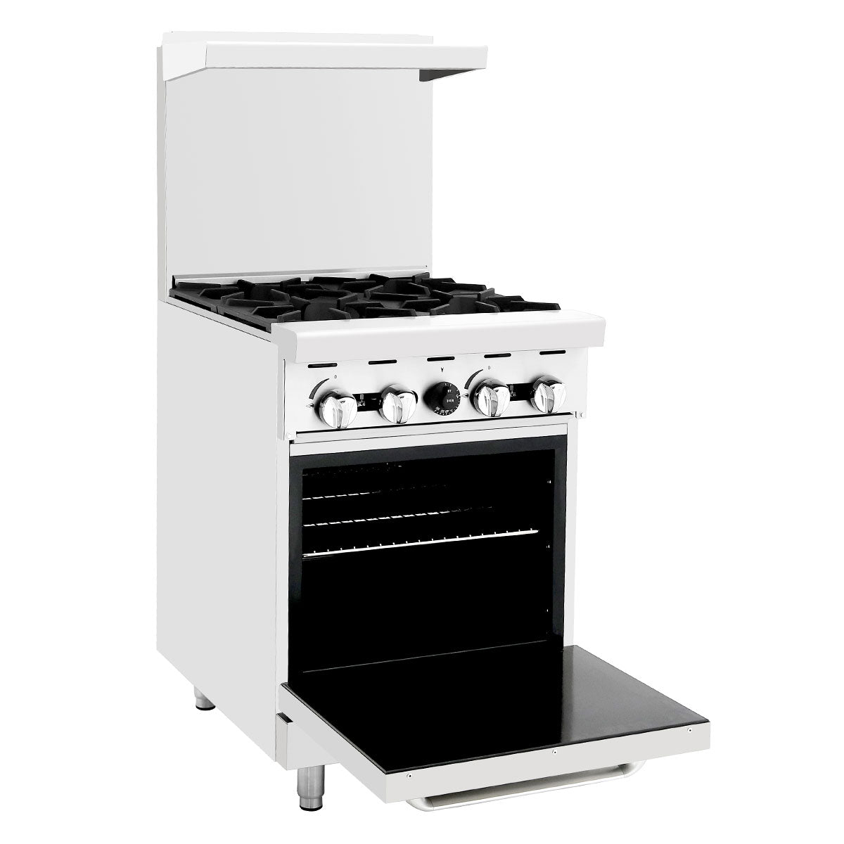 Atosa AGR-4B-LP 24″ 4-Burner Liquid Propane Gas Range with 20″ Oven, 2 Racks, Casters Included