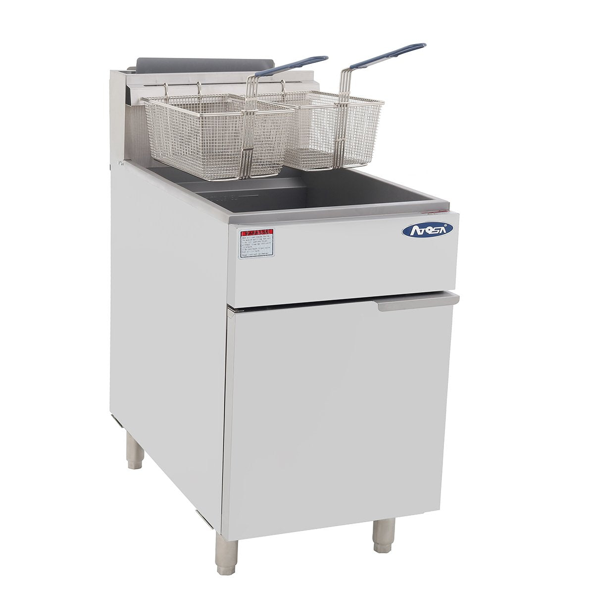 Atosa CookRite ATFS-75-LP 75 lb. Liquid Propane Floor Fryer – 150,000 BTU, Stainless Steel